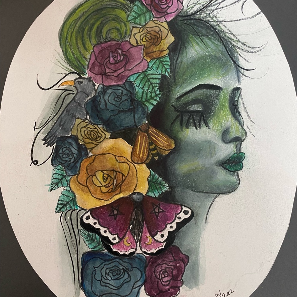 Hand painted mixed media artwork